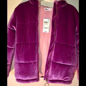 Little Girls Velvet & Faux-Fur Puffer Jacket.